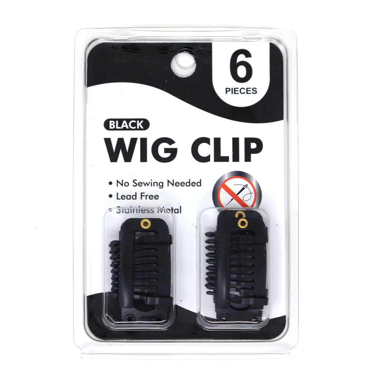 Self Snap On Wig Clip 6PCS Black Made in Korea and No Sewing