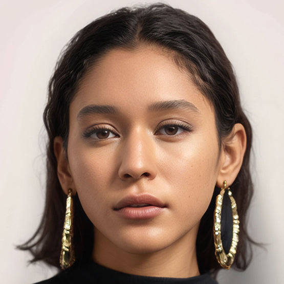 Gold Plated Bamboo Hoop Earrings