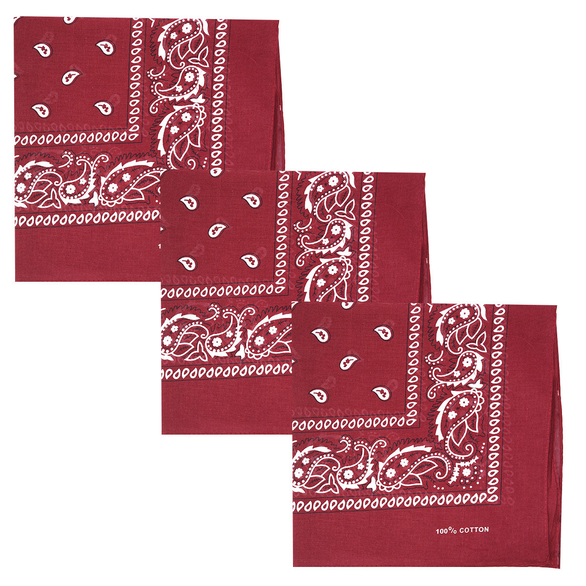 Paisley 3 piece Assorted Cotton Bandanas