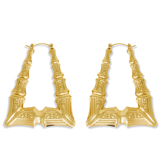 Triangle Bamboo Hoop Earrings