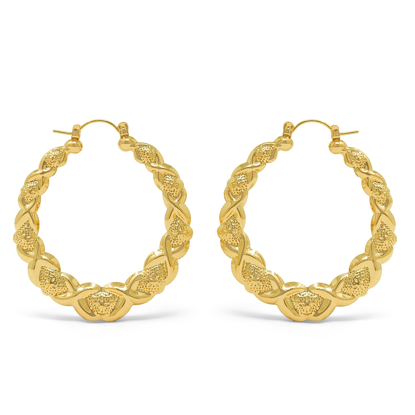 Gold Plated Hugs Kisses Lightweight Hollow Hoop Earrings