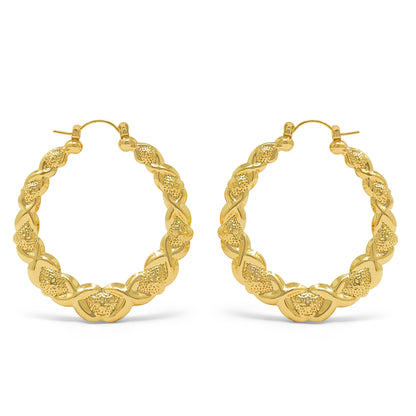 Gold Plated Hugs Kisses Lightweight Hollow Hoop Earrings