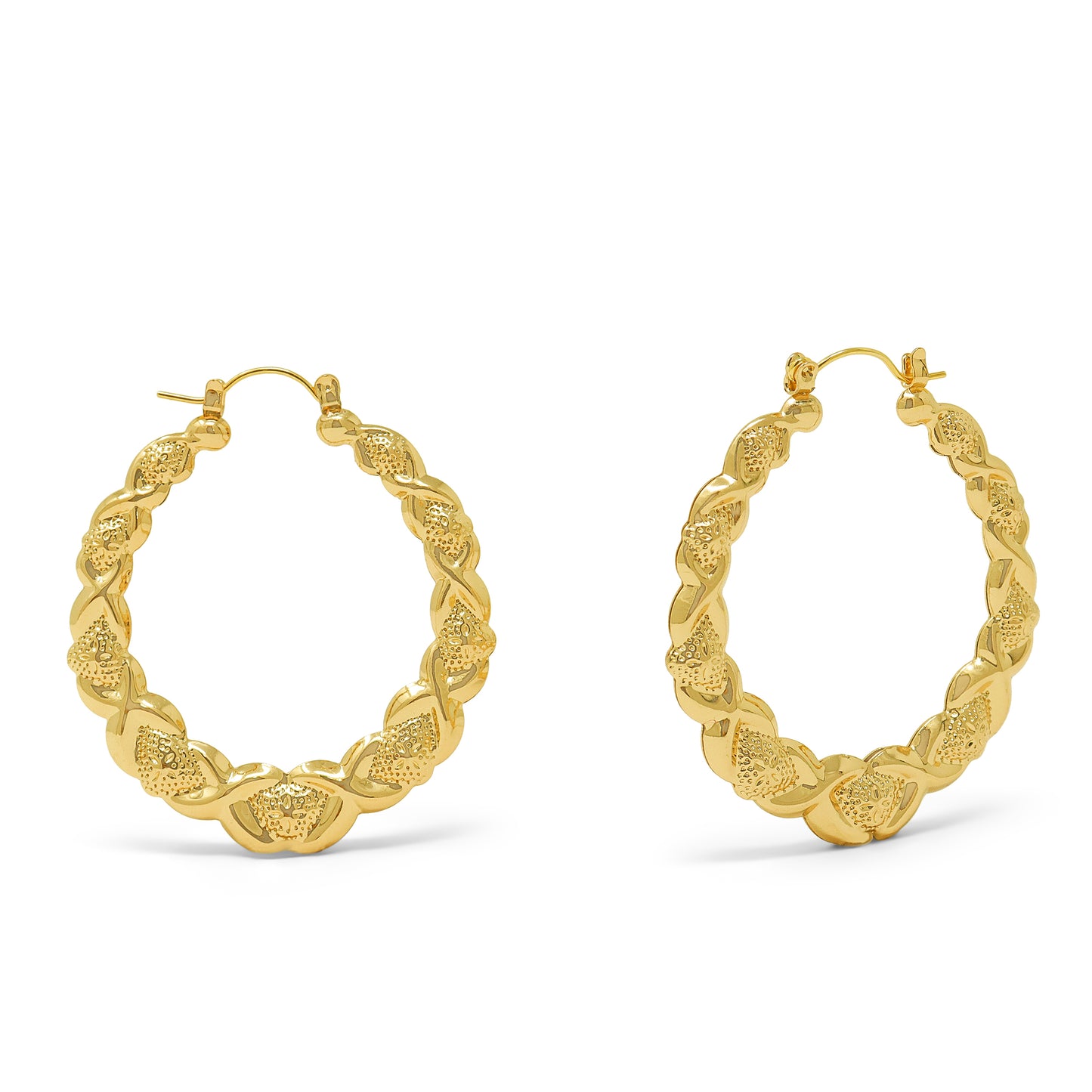 Gold Plated Hugs Kisses Lightweight Hollow Hoop Earrings