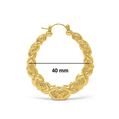 Gold Plated Hugs Kisses Lightweight Hollow Hoop Earrings