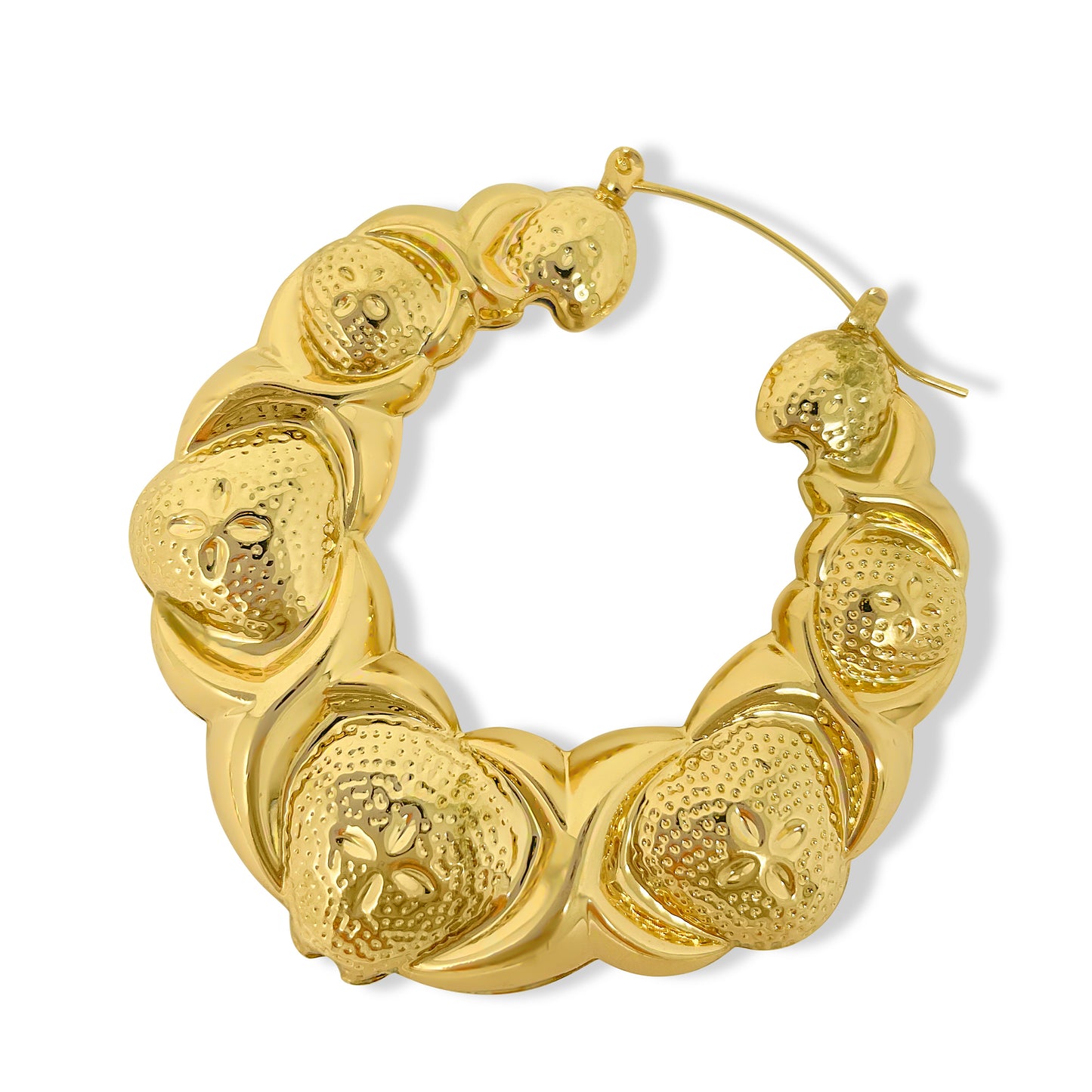 Gold Plated  Hugs Kisses Round Hollow Hoop Earrings- 60mm