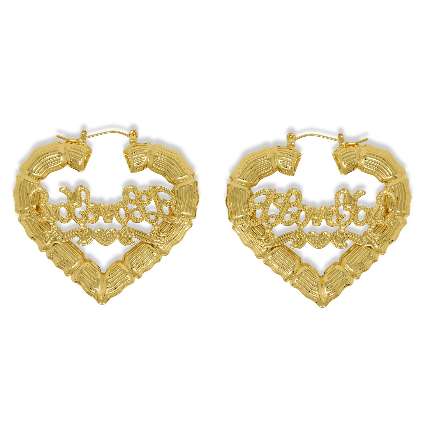 Gold Bamboo Hoop Earrings 80 mm