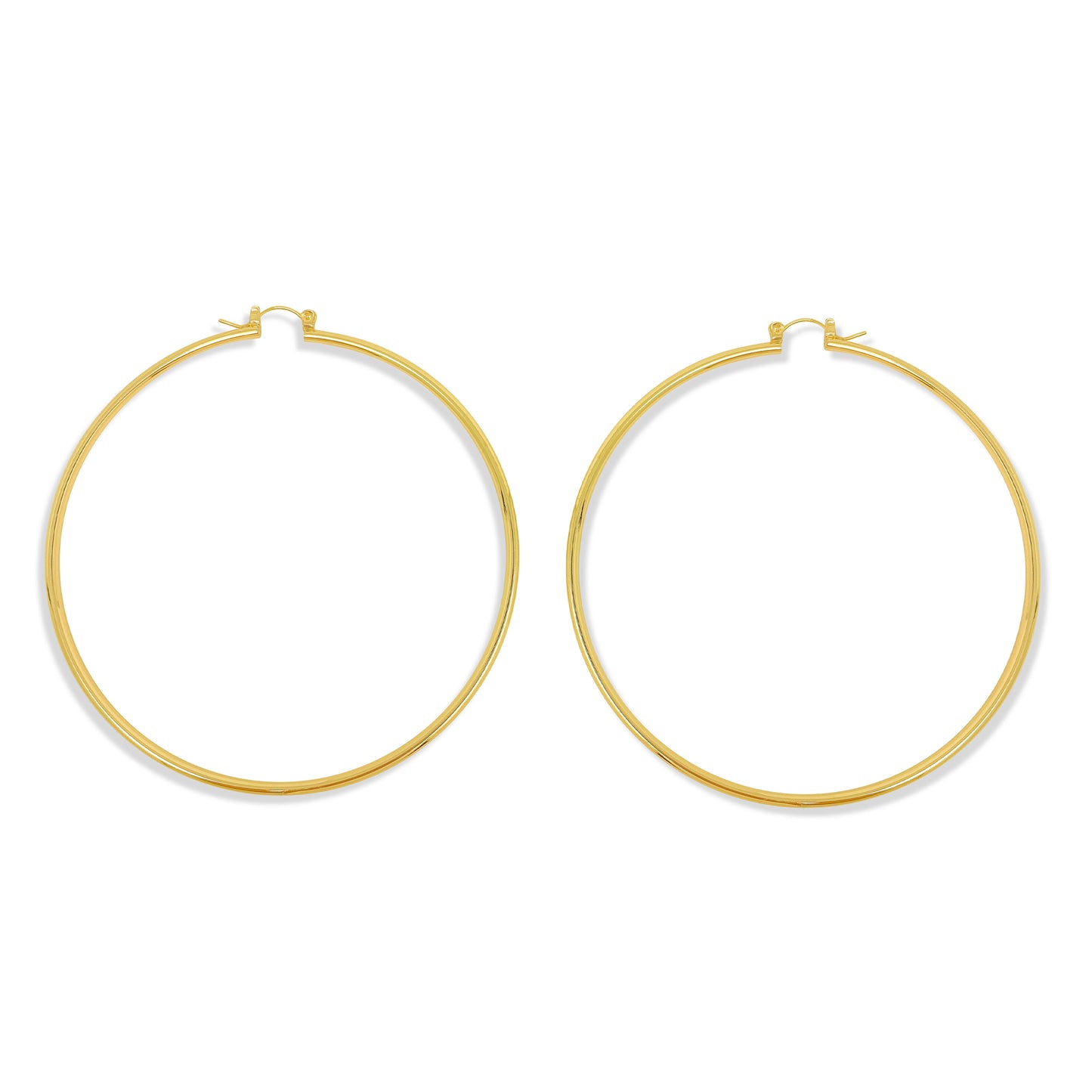 Gold Plated Statement Light Weight Hollow Rounded Hoop Domestic Earrings-3 “