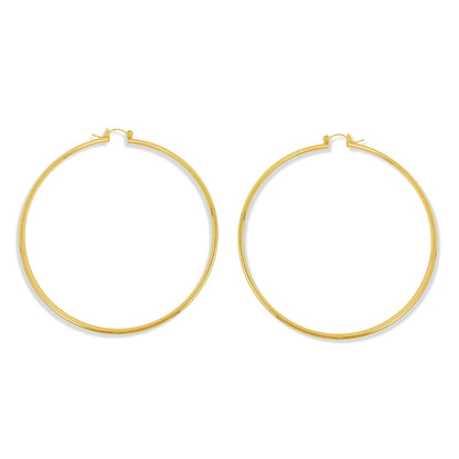 Gold Plated Statement Light Weight Hollow Rounded Hoop Domestic Earrings-3 “