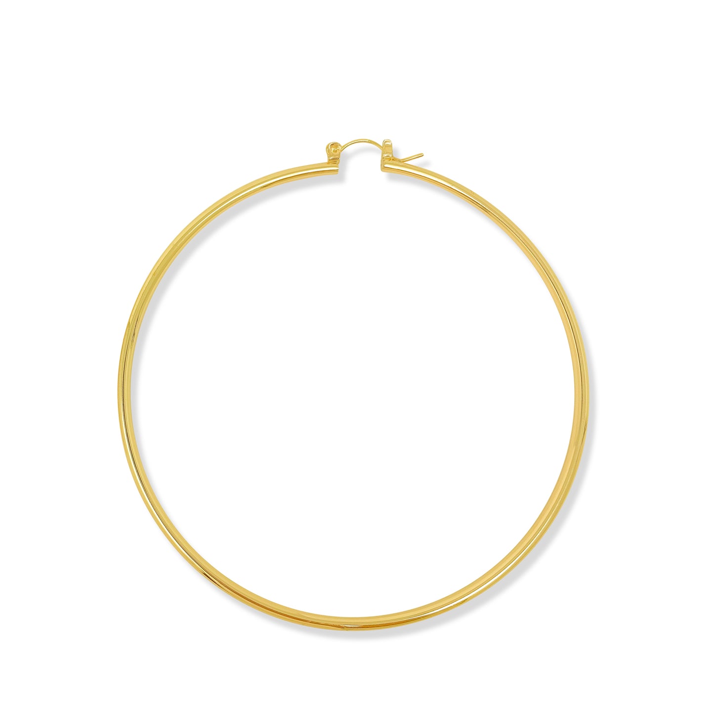 Gold Plated Statement Light Weight Hollow Rounded Hoop Domestic Earrings-3 “