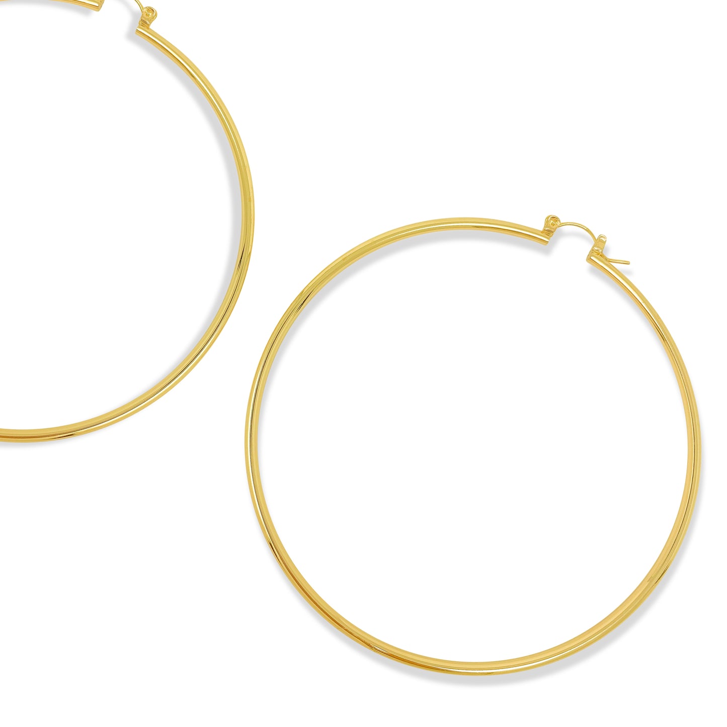 Gold Plated Statement Light Weight Hollow Rounded Hoop Domestic Earrings-3 “