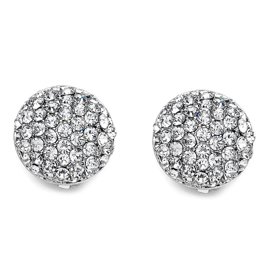 Crystal Round Clip On Earrings