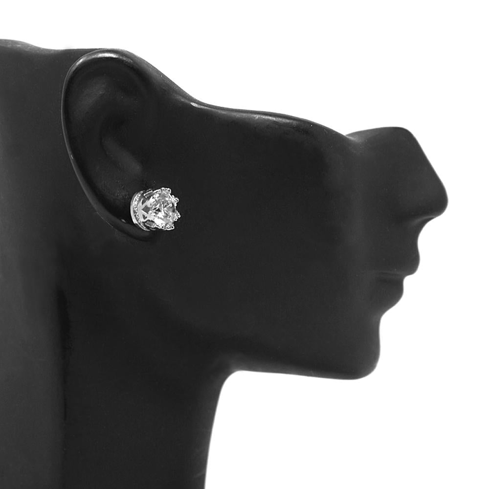 Premium CZ Crown Setting Stud Earrings