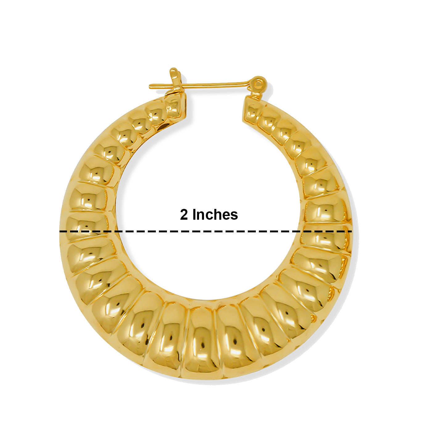 Gold Plated Round Scalloped Hoop Earrings for Women