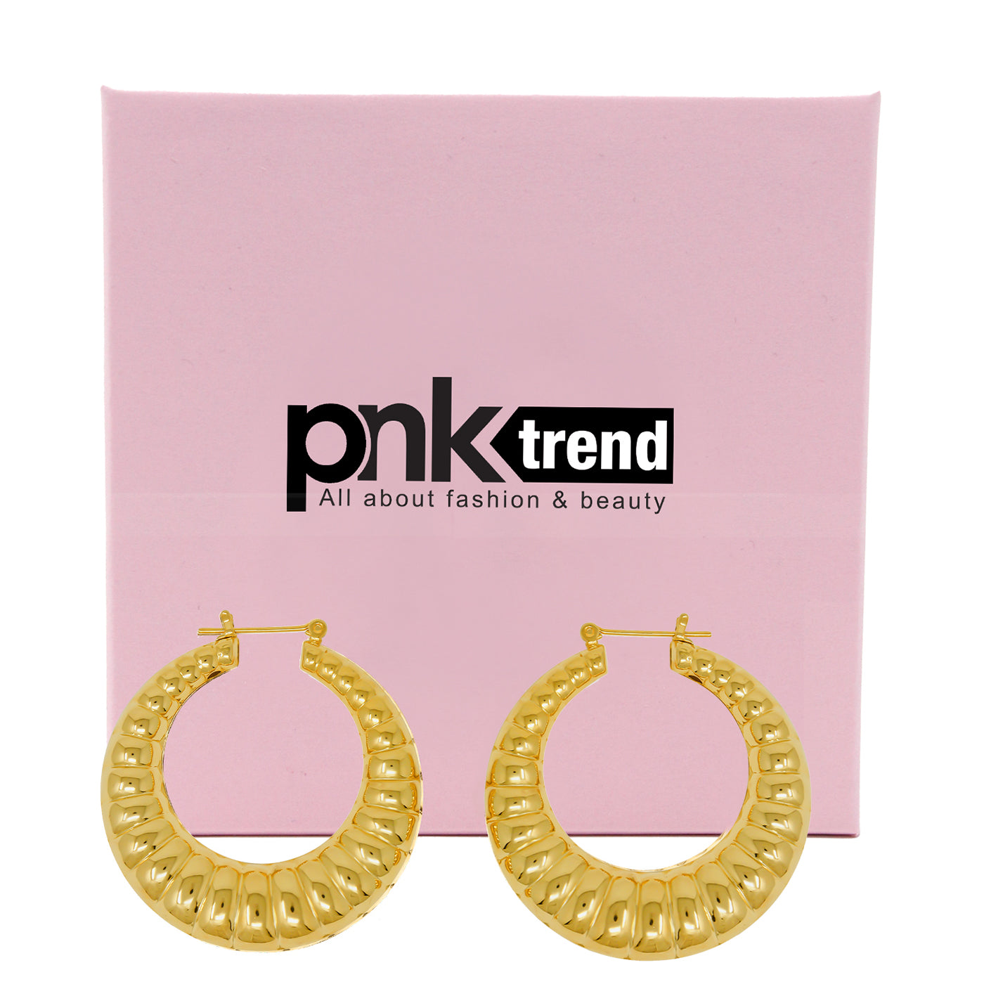 Gold Plated Round Scalloped Hoop Earrings for Women