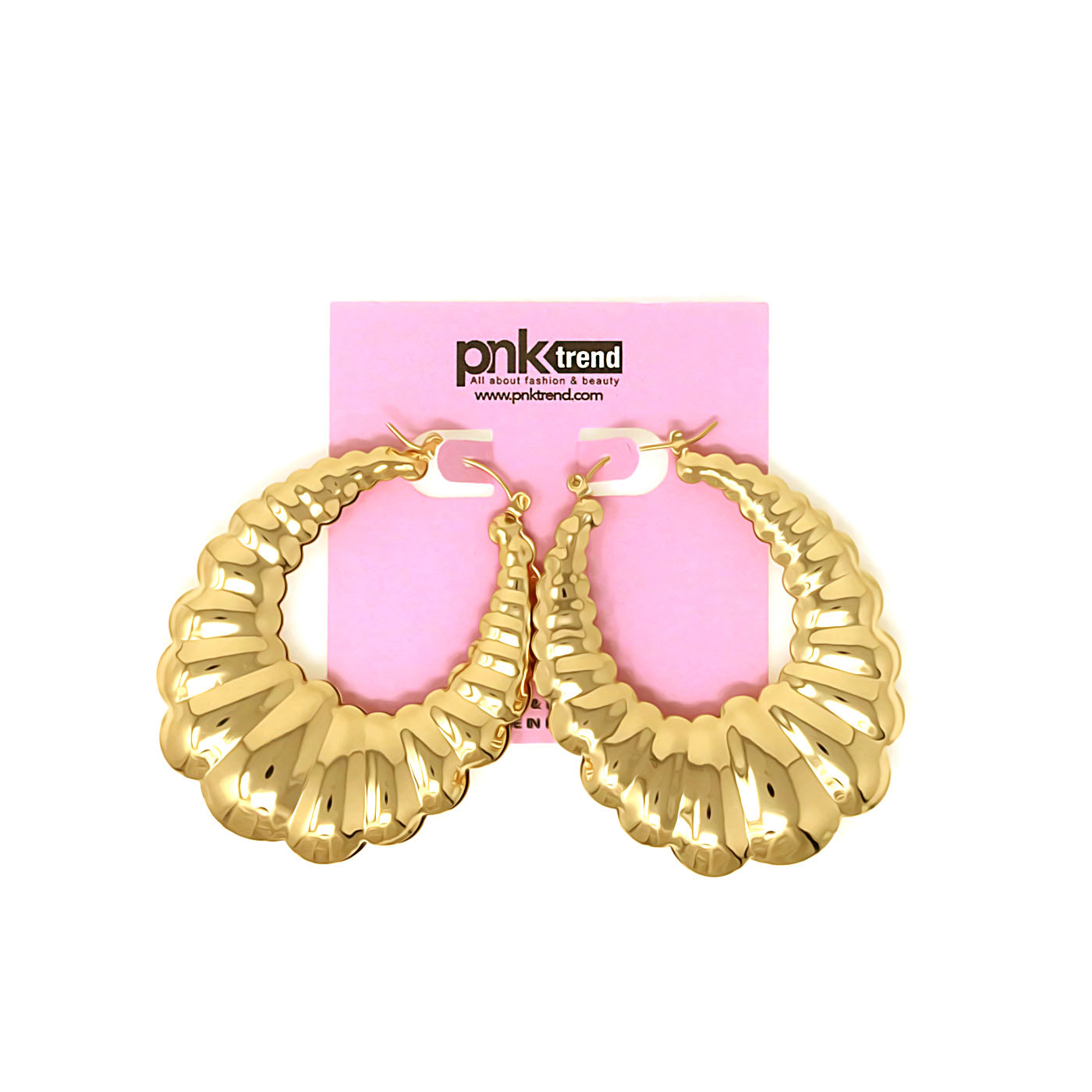 Gold scalloped store hoop earrings