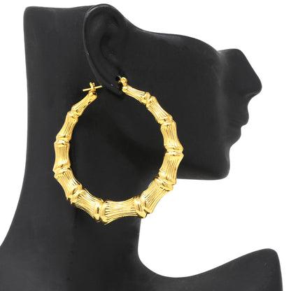 Domestic Gold Plated Bamboo Hoop Earrings