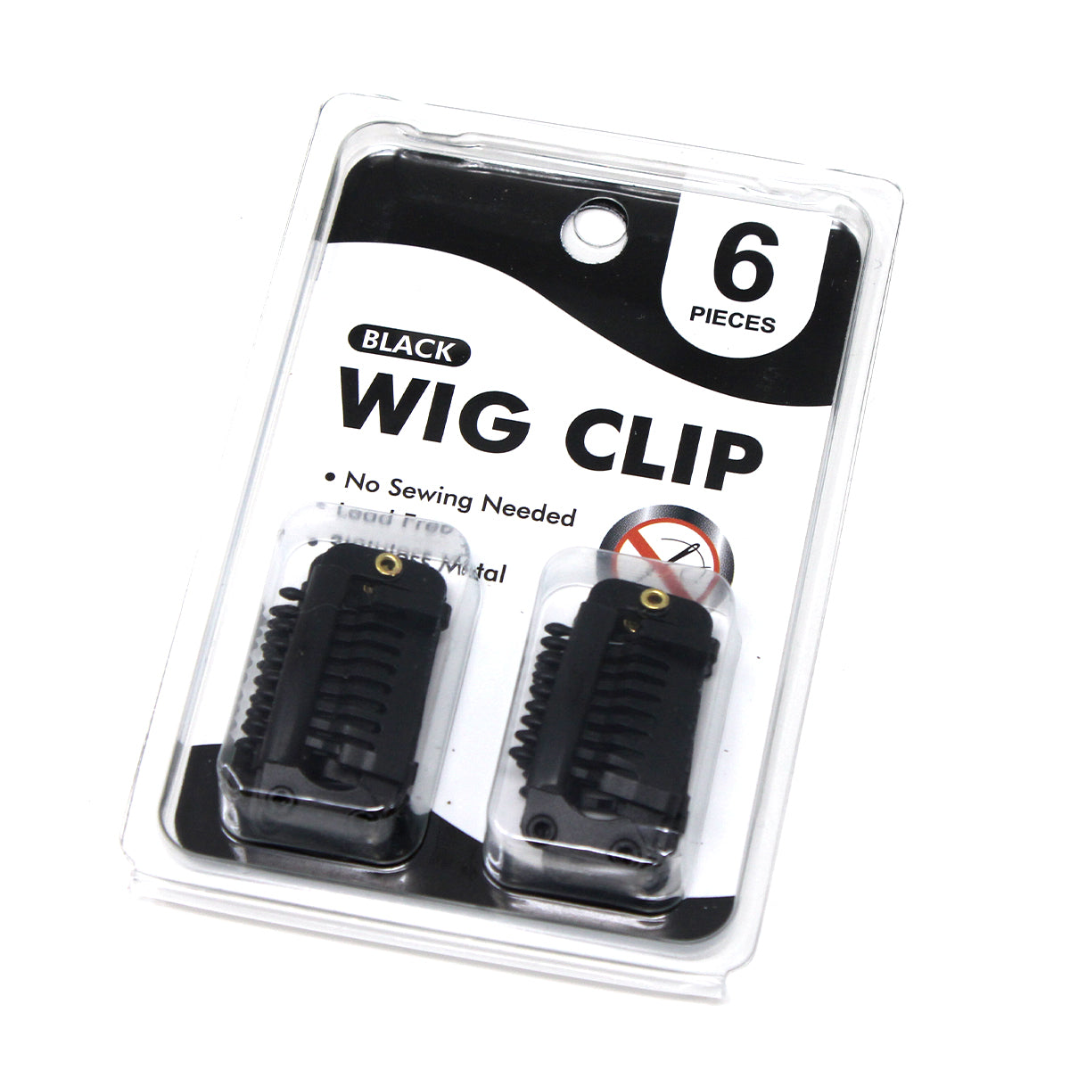 Self Snap On Wig Clip 6PCS ( Black), Made in Korea and No Sewing Needed for Hair Extensions